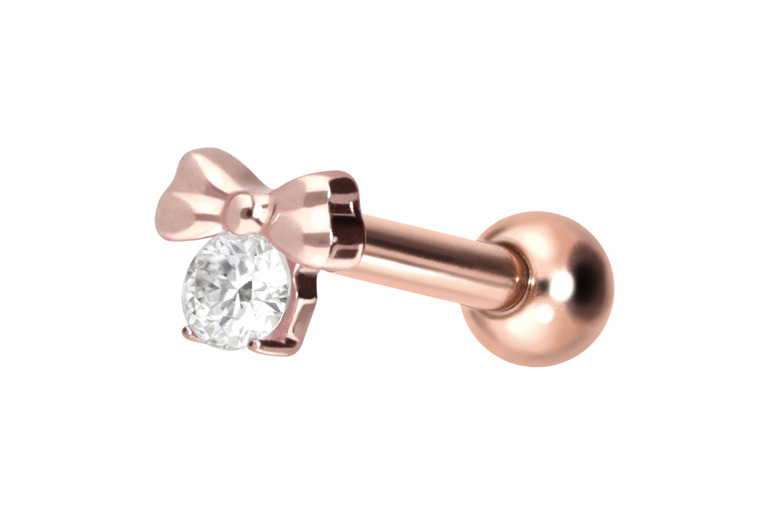Titan Ohrpiercing mit Innengewinde SCHLEIFE + KRISTALL